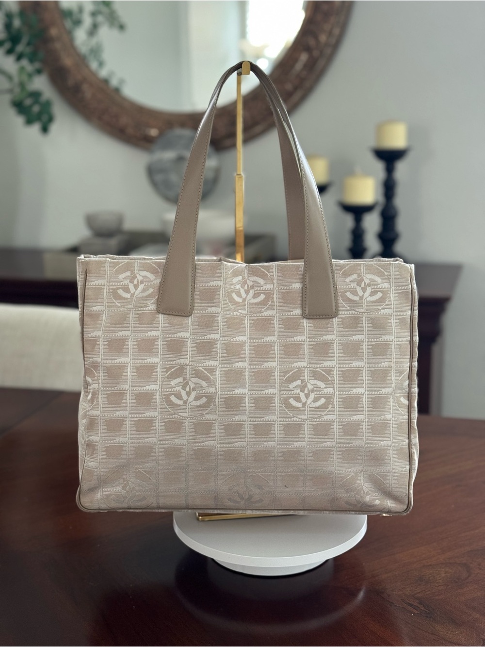 Chanel Beige Travel Line Tote Bag – CC Monogram - Picture 4 of 13